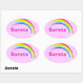 Naam ID Sareta roze regenboog stickers (Vel)