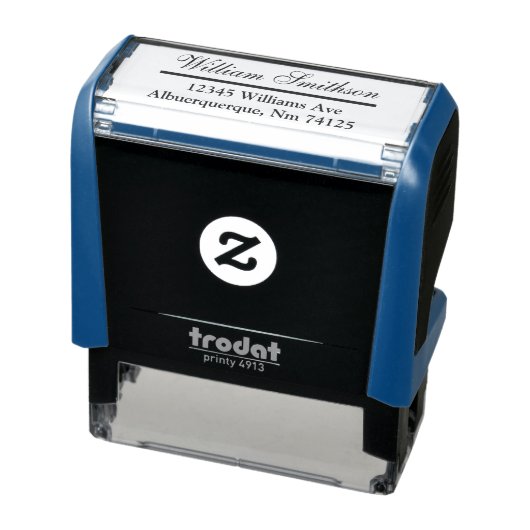Naam in script | Straat Stad — Zip in druk Zelfinktende Stempel (Product)