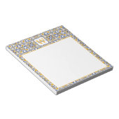 💙 💛 Naam + initiaal Azulejos Notitieblok (Schuin)