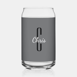 Naam initiaal Charcoal Grey Beverage Blikvorm Glas