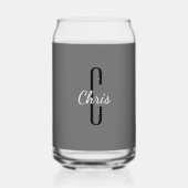 Naam initiaal | Charcoal Grey Beverage Blikvorm Glas (Achterkant)