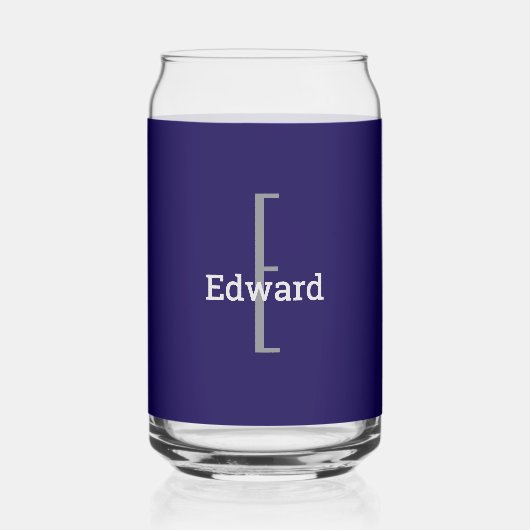 Naam initiaal | Donker Navy Blue drankblikje glas (Voorkant)
