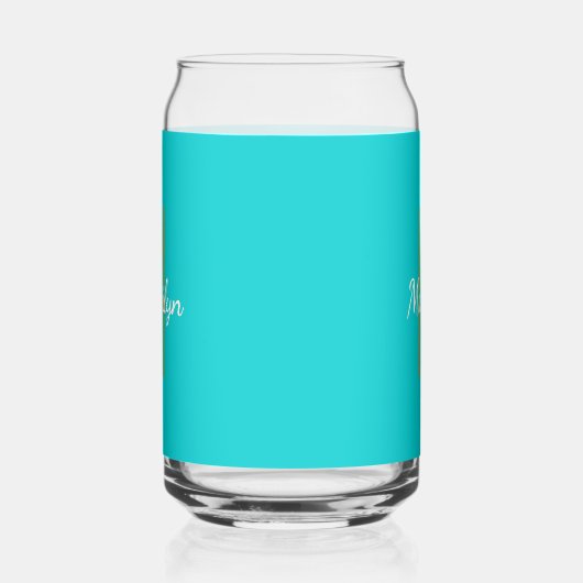 Naam initiaal | Donker turquoise Oranje drank Blikvorm Glas (Rechts)