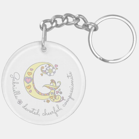 Naam initiaal G meisjes gepersonaliseerde sleutelh Sleutelhanger (Achterkant Links)