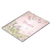 Naam + Initiaal Girly Pink Wildflower + Vlinder Notitieboek (Linkerzijde)
