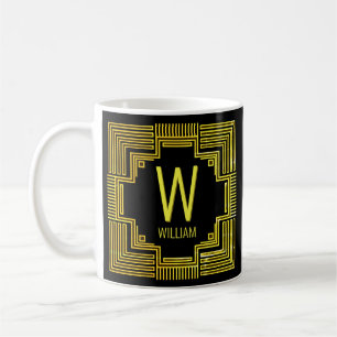 Naam Initiaal: Gold Geometric Lines V W X Y Z Koffiemok