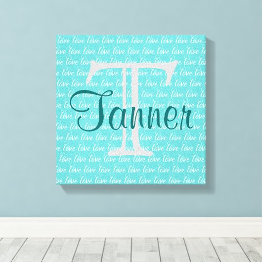 Naam & Initiaal Kunst - Gepersonaliseerd Canvas Afdruk (Insitu (Houten vloer))