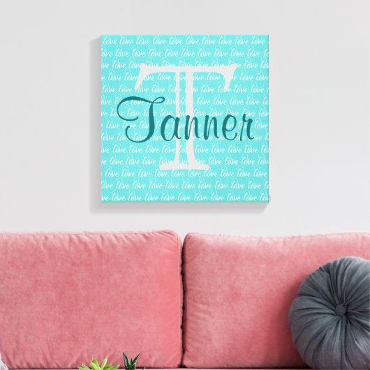 Naam & Initiaal Kunst - Gepersonaliseerd Canvas Afdruk (Insitu (Woonkamer))