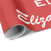 Naam Initiaal Monogram Rood Gepersonaliseerde Gift Cadeaupapier (Rol Hoek)