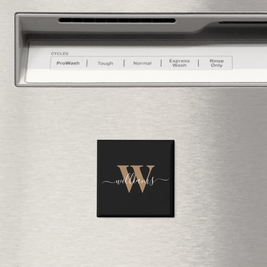 Naam Initiaal van modern zwart monogram Gold Scrip Magneet (Insitu (Vaatwasser))