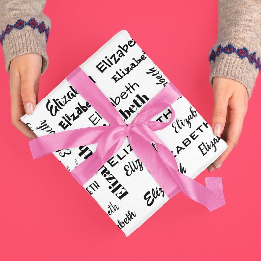 Naam Initialen Berichtpatroon Gepersonaliseerde ca Cadeaupapier