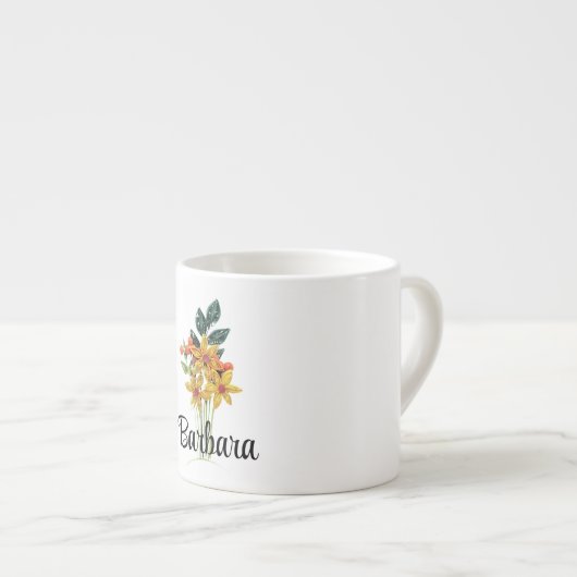 Naam Initialen of Tekst, Papier Gewatteerde Bloeme Espresso Kop (Voorkant rechts)