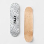 Naam Initialen Silver Grey Steel Checker Bord toev Skateboard (Voorkant)
