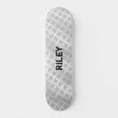 Naam Initialen Silver Grey Steel Checker Bord toev Skateboard (Voorkant)
