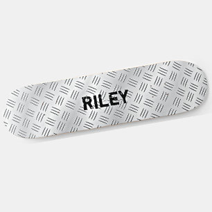 Naam Initialen Silver Grey Steel Checker Bord toev Skateboard
