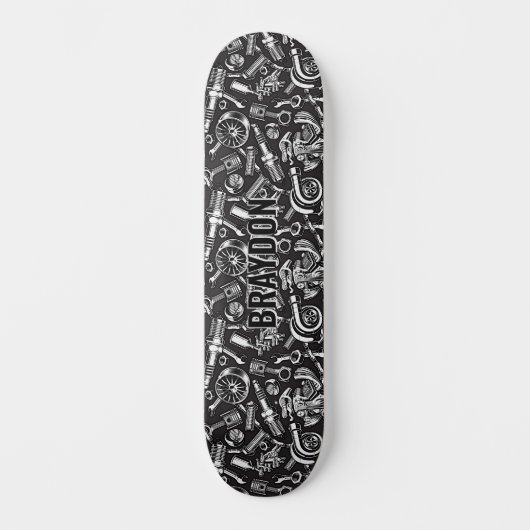 Naam Initialen toevoegen, zwarte grijze auto-onder Skateboard (Voorkant)