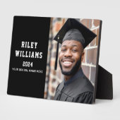 Naam jaar 2024 school modern zwart afstuderen fotoplaat (Zijkant)