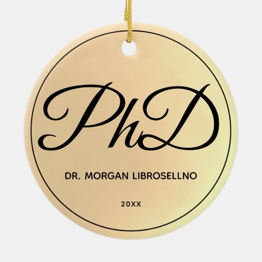 Naam Jaar Geel PhD Afstuderen Keramisch Ornament (Achterkant)