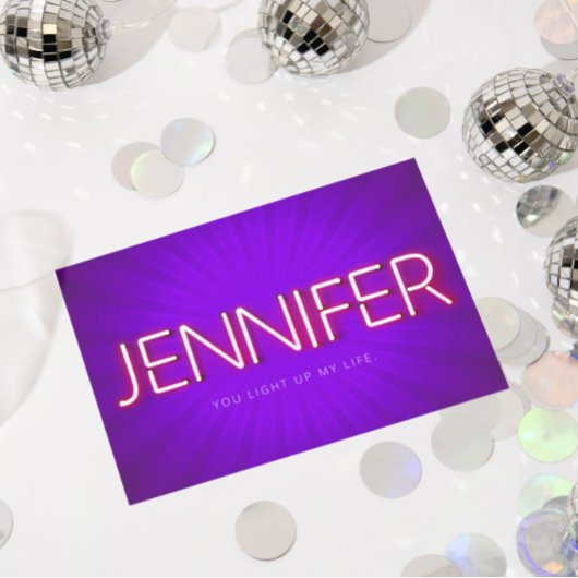 Naam Jennifer in gloeiende neonlampen Kaart