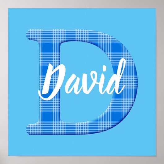 Naam Jongen Aangepaste Plaid Letter D Poster (Voorkant)