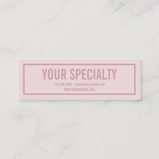 Naam jouw naam of bedrijf | Moderne Roos Blush Mini Visitekaartje (Achterkant)