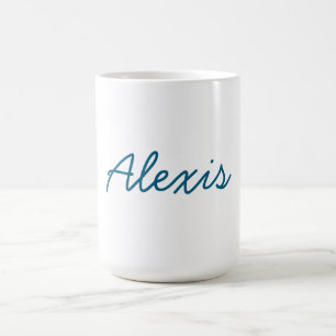 Naam kalligrafie script gewoon eenvoudig wit blauw koffiemok