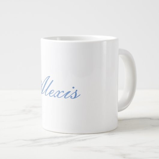 Naam Kalligrafie Script Plain Simple White Blue Extra Grote Beker (Voorkant rechts)