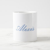 Naam Kalligrafie Script Plain Simple White Blue Extra Grote Beker (Voorkant)