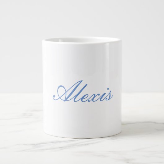 Naam Kalligrafie Script Plain Simple White Blue Extra Grote Beker (Voorkant)