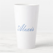Naam Kalligrafie Script Plain Simple White Blue Latte Mok (Voorkant)