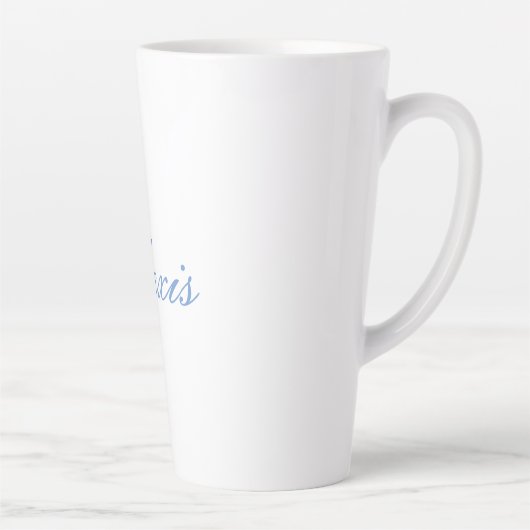 Naam Kalligrafie Script Plain Simple White Blue Latte Mok (Rechts)