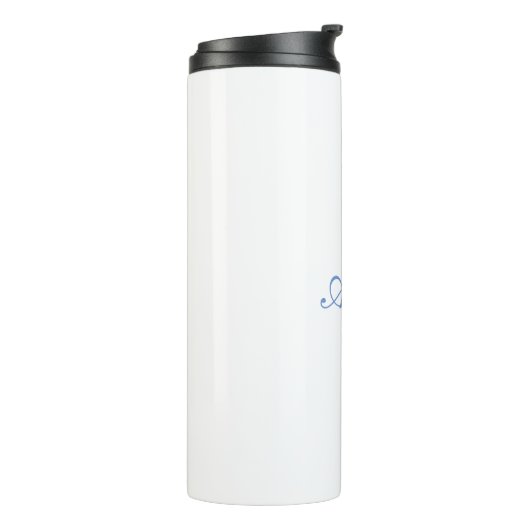 Naam Kalligrafie Script Plain Simple White Blue Thermosbeker (Gedraaid links)