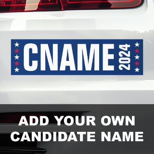 Naam kandidaat jaar politieke verkiezingscampagne bumpersticker