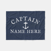 Naam kapitein boot Nautical Anchor Navy Blue Fleece Deken (Voorkant (Horizontaal))