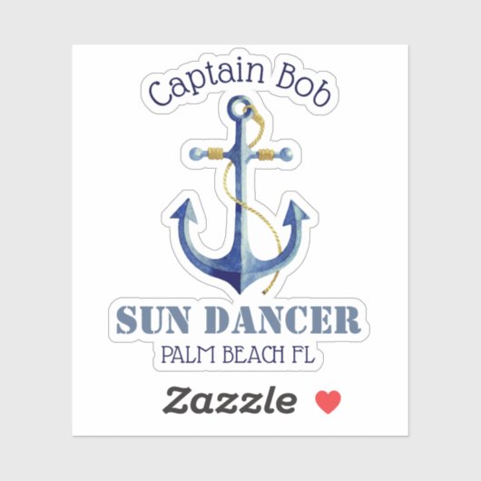 Naam kapitein Bootnaam Authentiek Nautisch Anker Sticker (Vel)