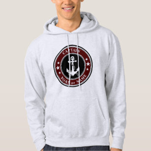 Naam kapitein marine Anchor & Rope, Boat Red Gray Hoodie