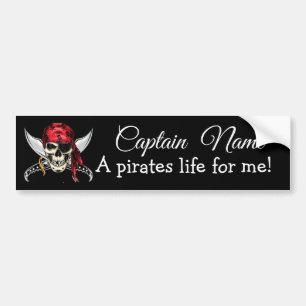 Naam kapitein Pirate Legend Black Bumpersticker