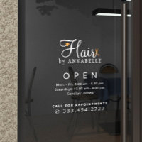 Naam kapsalon openingstijden sticker