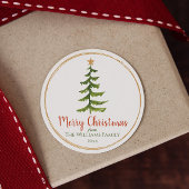 Naam kerstboomfamilie ronde sticker