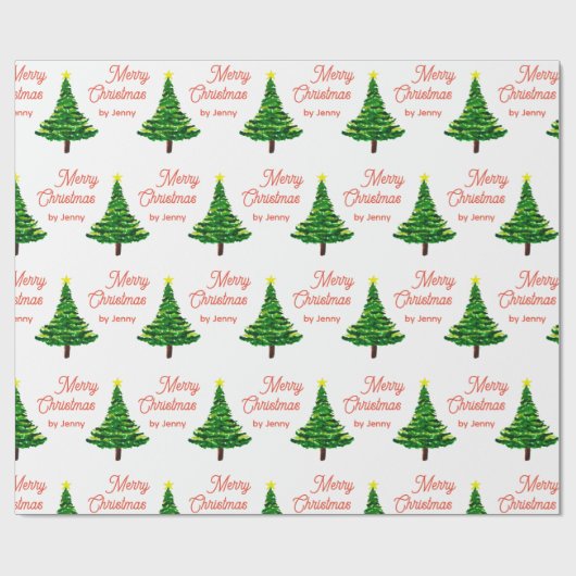 Naam kerstmis aanpassen cadeaupapier (Vlak)