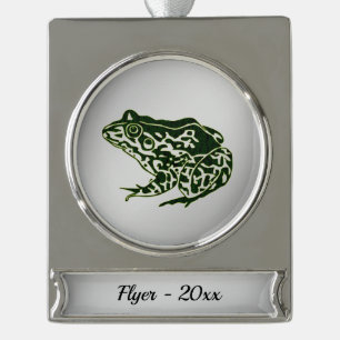 Naam kikker Silver en Jaar Verzilverd Banner Ornament