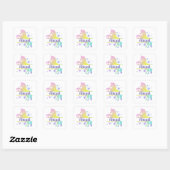Naam kind Rainbow Pastel Eenhoorn Vierkante Sticker (Vel)