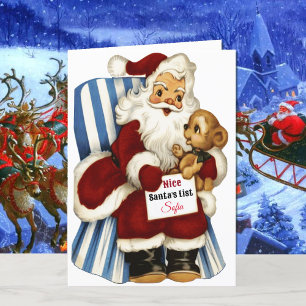 Naam kind Santa's Nice List Kerstmis Feestdagen Kaart