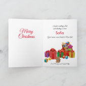 Naam kind Santa's Nice List Kerstmis Feestdagen Kaart (Binnen)