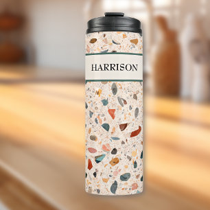 Naam, Kleine Chips Gesprokkeld Terrazzo Patroon 16 Thermosbeker