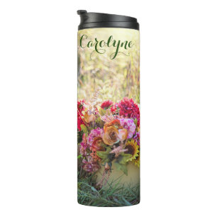 Naam, Kleurrijke  Herfst-Herfstdruk 12oz. Thermosbeker