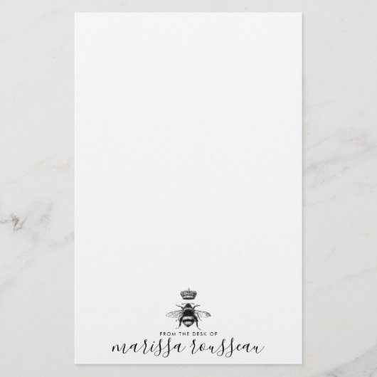 Naam koningin bijen Logo, handgeschreven script Briefpapier (Voorkant)