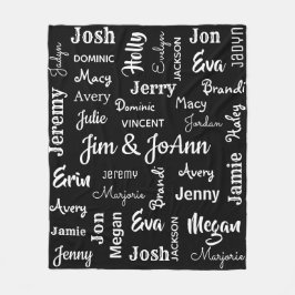 Naam koppels met naam van kinderen en kleinkindere fleece deken