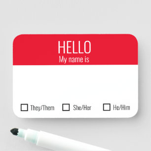 Naam Label-badge inclusief keuze voor ronoun Naamplaatje