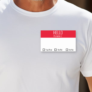 Naam Label-badge inclusief keuze voor ronoun Rechthoekige Sticker